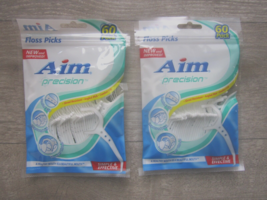 2 Packs Aim Precision Floss Picks W Fluoridex Thread Comfort Grip Angled... - £7.00 GBP