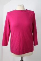 Talbots L Deep Pink Boat Neck 100% Cashmere 3/4 Sleeve Sweater - £34.42 GBP
