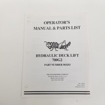Grasshopper Hydraulic Deck Lift Model 700G2 Operator&#39;s Manual &amp; Parts List - £10.24 GBP
