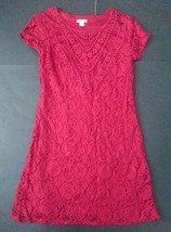 Xhilaration Red Floral Lace Dress Small Lined Holiday Valentines - £4.66 GBP