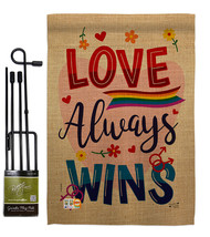 Love Always Wins - Impressions Decorative Metal Garden Pole Flag Set GS137201-BO - £23.95 GBP