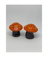 Vintage Mushroom Salt &amp; Pepper Shakers Orange with Specks of Colors Ceramic - $30.55