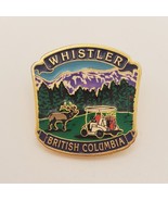 WHISTLER British Columbia Enamel Vintage Lapel Hat Pin Moose Golf Course - $24.55