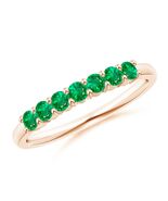 ANGARA 0.44 Ct Half Eternity Seven Stone Emerald Wedding Ring in 14K Sol... - $962.10