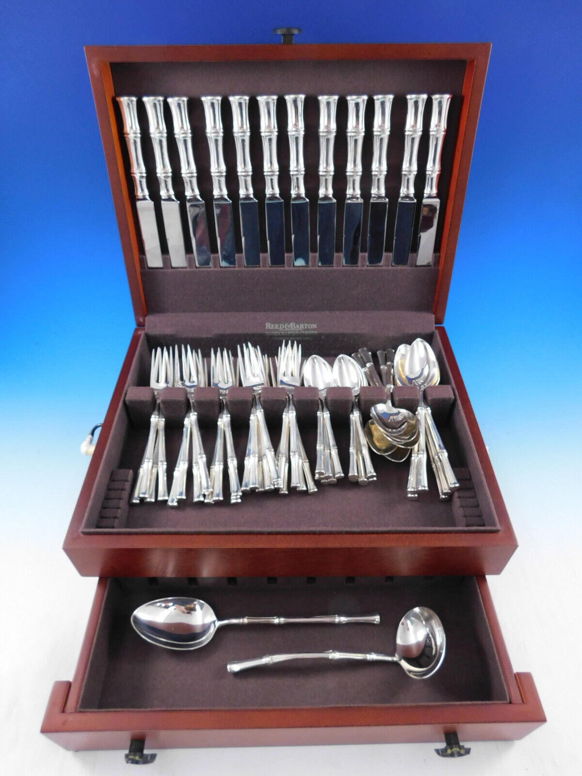 Primary image for Bamboo by Tiffany & Co. Sterling Silver Flatware Set for 12 Service 62 pcs