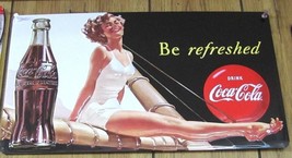 Embossed Tin Coca-Cola Be Refreshed Beauty  3-D Sign - NEW - $16.58