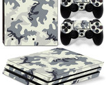 For PS4 PRO Console &amp; 2 Controllers White Camo Vinyl Skin Wrap Decal  - £11.16 GBP