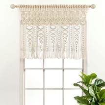 Lush Decor Boho Macrame Textured Cotton Valance/Kitchen Curtain/Wall Decor, 30"  - £31.92 GBP