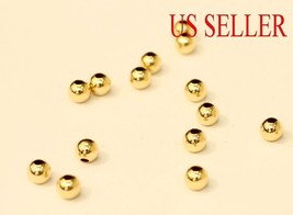 10k solid gold 2mm 3mm 4mm 5mm 6mm 8mm round polish beads (price for 10 pieces ) - £10.27 GBP
