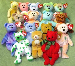Ty B EAN Ie Babies Teddy Bear Lot Clover Fuzz Ariel Aids Peace Issy Clubby Dearest - £37.18 GBP