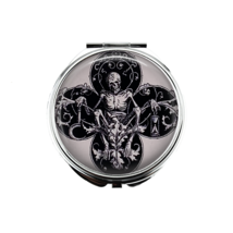 1 Mother of Pearl Compact Mirror, Cosmetic, Makeup Mirror, Skull #3 Patterned - $13.85