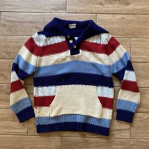 Vintage 70s 1/4 Button Up Sweater Gimbels Side Pockets MENS LARGE - Grandpa - £27.53 GBP