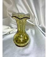 Vintage Crackle Glass Ruffled Edge Vase - £18.76 GBP