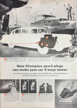 Vintage Champion Spark Plug 1957 Print Ad How They Make A Difference Whe... - $5.49