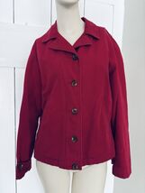 Eddie Bauer Jacket Coat Red Flannel Lined Canvas Cotton Womens Small Poc... - $29.88