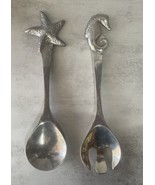 Vintage Mariposa Coral Seashell Aluminum Serving Set Starfish &amp; Seahorse... - $19.99