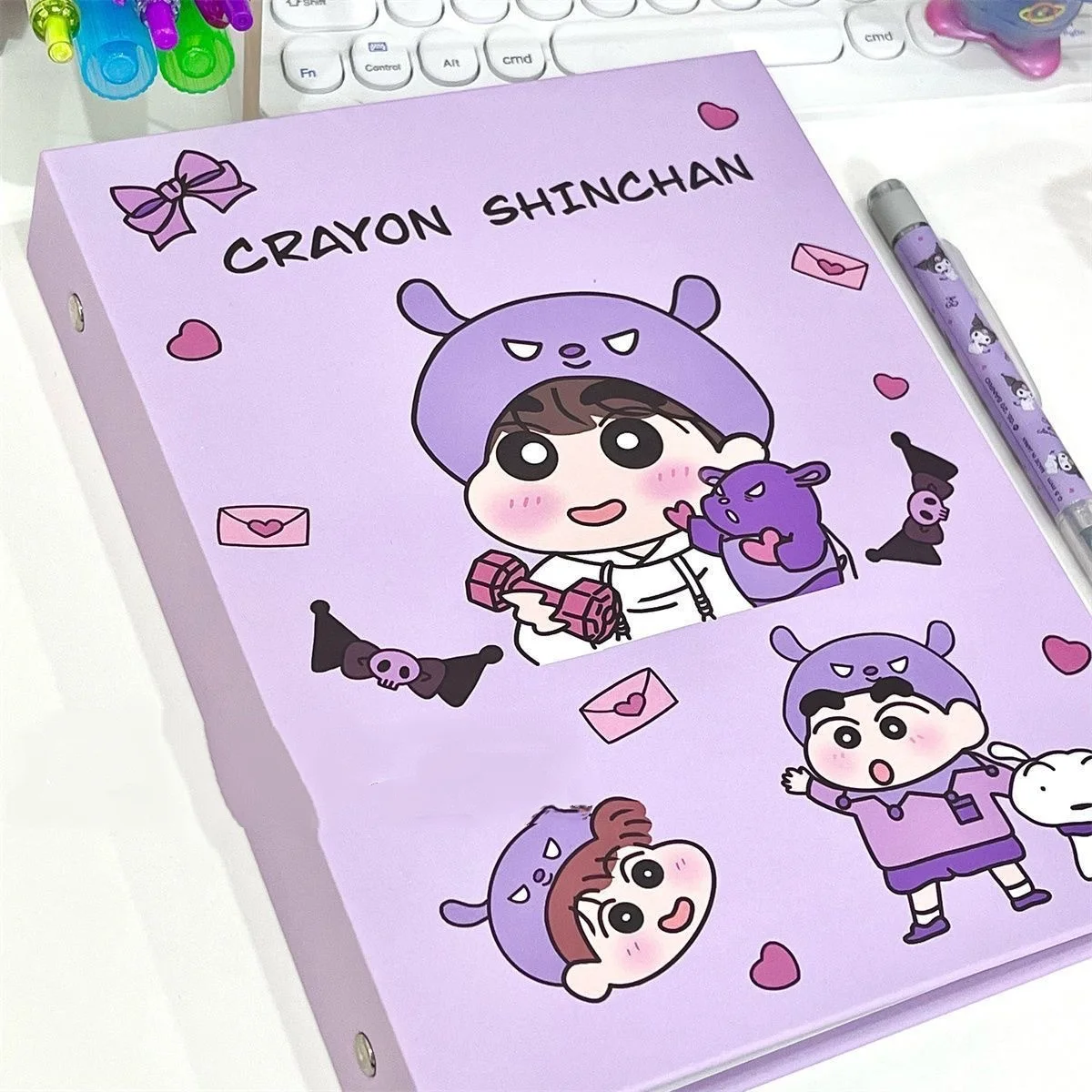 Sanrio Crayon Shin-Chan Kuromi Card Book Cute Good-Looking Purple Sigong Grid - £10.15 GBP+