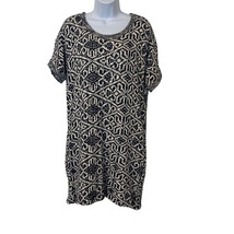 Dee Elle Womens Large Blue White Nordic Abstract Print Sweater Dress Tunic - £14.98 GBP