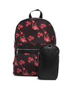 Madden Girl Mini Backpack &amp; Pouch Bag, Lightweight, Black Red Floral, NWT - $54.94 CAD