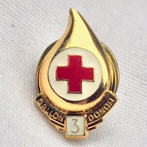 Blood Donor 3 Gallon Red Cross Achievement Award Pin Vintage - $16.84