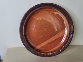 Studio Pottery Plate  Signed  Reds Oranges and Browns 8 Inches E - $24.75