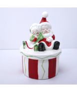 Vintage Mid Century Lefton Mr Mrs Santa Claus Christmas Covered Candy Dish - $155.42