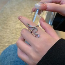 Rhinestones Snake Ring Decorative Luxurious Ring Adjustable - £14.18 GBP