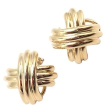 Authentic! Vintage Tiffany &amp; Co X Kiss 18k Yellow Gold Medium Earrings - £2,127.58 GBP