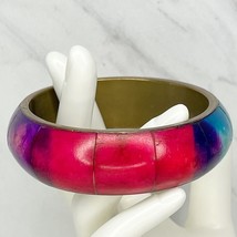 Vintage Chunky Rainbow Inlay Bangle Bracelet - $12.86