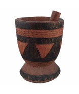 Antique Primitive African Wooden Patterned Mortar And Pestle Grinding Se... - $272.14