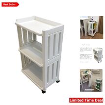 Elegant 3-Tier Rolling Storage Cart - Slim Organizer for Kitchen &amp; Bathroom - $57.37