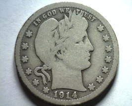 1914 Barber Quarter Dollar Good / Very Good G/VG Nice Original Coin Bobs Coins - $14.00