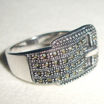 Marcasite Belt Buckle RING in Sterling Silver Size 7 by Lenox New - £27.33 GBP