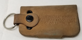 Home Federal Savings and Loan Keychain 1970s Collinsville Leather Vintage - $12.30