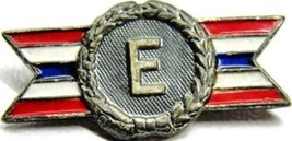 Military Lapel Pin Army Navy Production Award Red White Blue Patina Vtg Sterling - £34.65 GBP