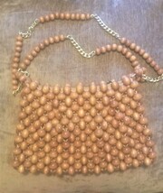 Vintage Wood Bead Handbag,Orignal Label Bag by Debbie &#39;60-1970&#39;s,Chain S... - $30.00