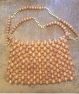 Vintage Wood Bead Handbag,Orignal Label Bag by Debbie &#39;60-1970&#39;s,Chain S... - £23.53 GBP