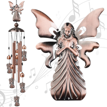 Angel Wind Chimes for Outside, Decorative Wind Chimes with 4 Aluminum Tu... - $18.33