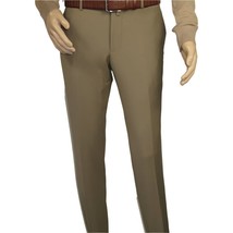 Men's MONO Turkey Slacks 100% Wool Plain Front Slim Fit 2502-7 Tan image 2