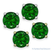 Green Cubic Zirconia CZ Womens May Birthstone .925 Sterling Silver Stud Earrings - £11.81 GBP+