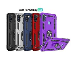 For Samsung Galaxy A11 Case, Ring Kickstand Phone Cover+Tempered Glass Protector - £11.15 GBP+