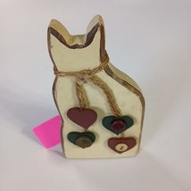 Cat Plaque Small Wooden Wall Hanging Handcrafted 5.5&quot; x 3&quot; Whimsical - $11.88