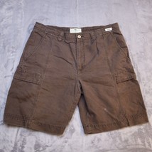 Island Shore Shorts Men 38 Brown Lightweight Athletic Casual Cargo Linen - £15.68 GBP