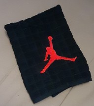 Embroidery Washcloth Towel Jumpman Jump Man Red Thread Black Towel - $8.99