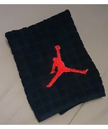 Embroidery Washcloth Towel Jumpman Jump Man Red Thread Black Towel - £7.07 GBP