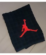 Embroidery Washcloth Towel Jumpman Jump Man Red Thread Black Towel - £7.07 GBP