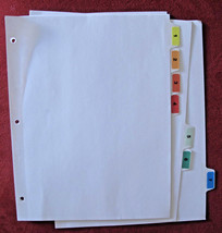 Avery Numbered (1-7) Tabbed Index Sheets, 3Hole, Letter 1/5 cut, Used - £3.50 GBP