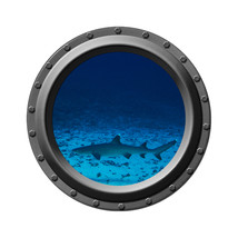 White Tipped Reef Shark - Porthole Wall Decal - £11.02 GBP