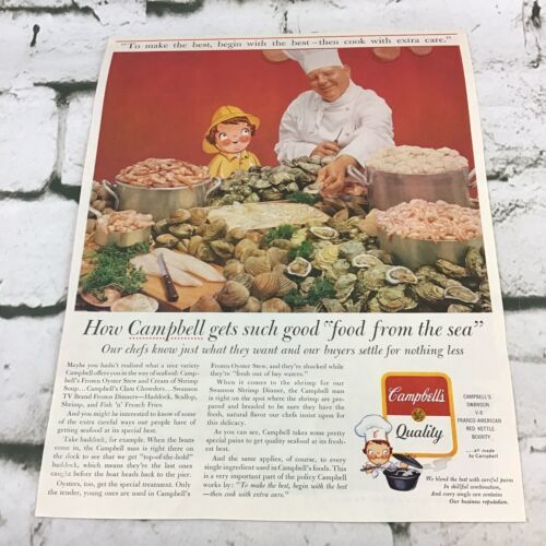 Vintage 1963 Campbell’s Soup Fish From The Sea Advertising Art Food Print Ad - $9.89