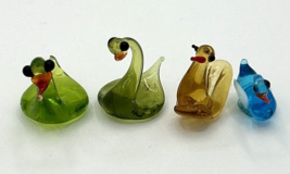 Vintage Blown Glass Miniature Swan Figurines Set of 4 SKU PB197 - £11.79 GBP